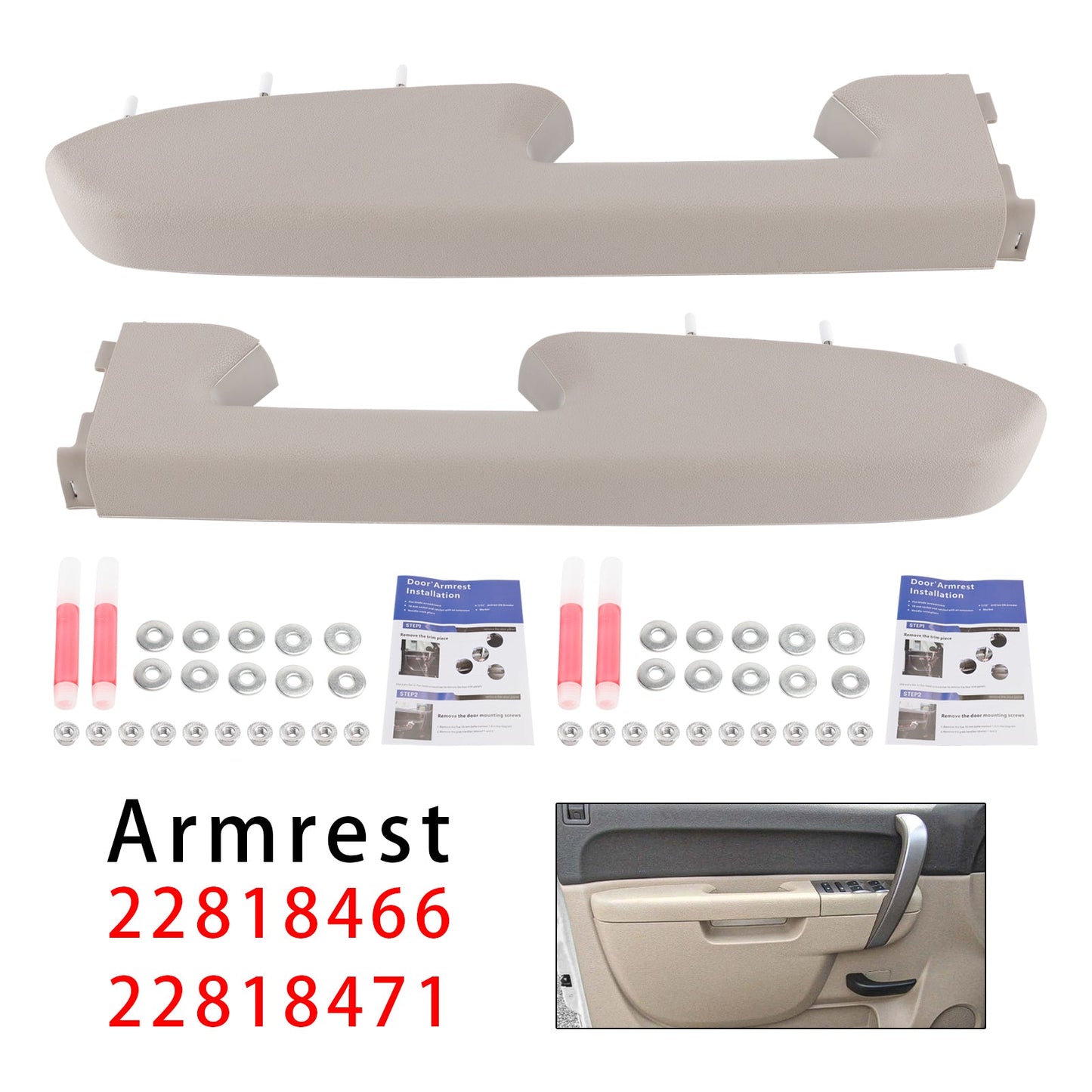 2010-2014 For Chevrolet Silverado 2500 HD Front Armrest Repair Kit Gray 22818471