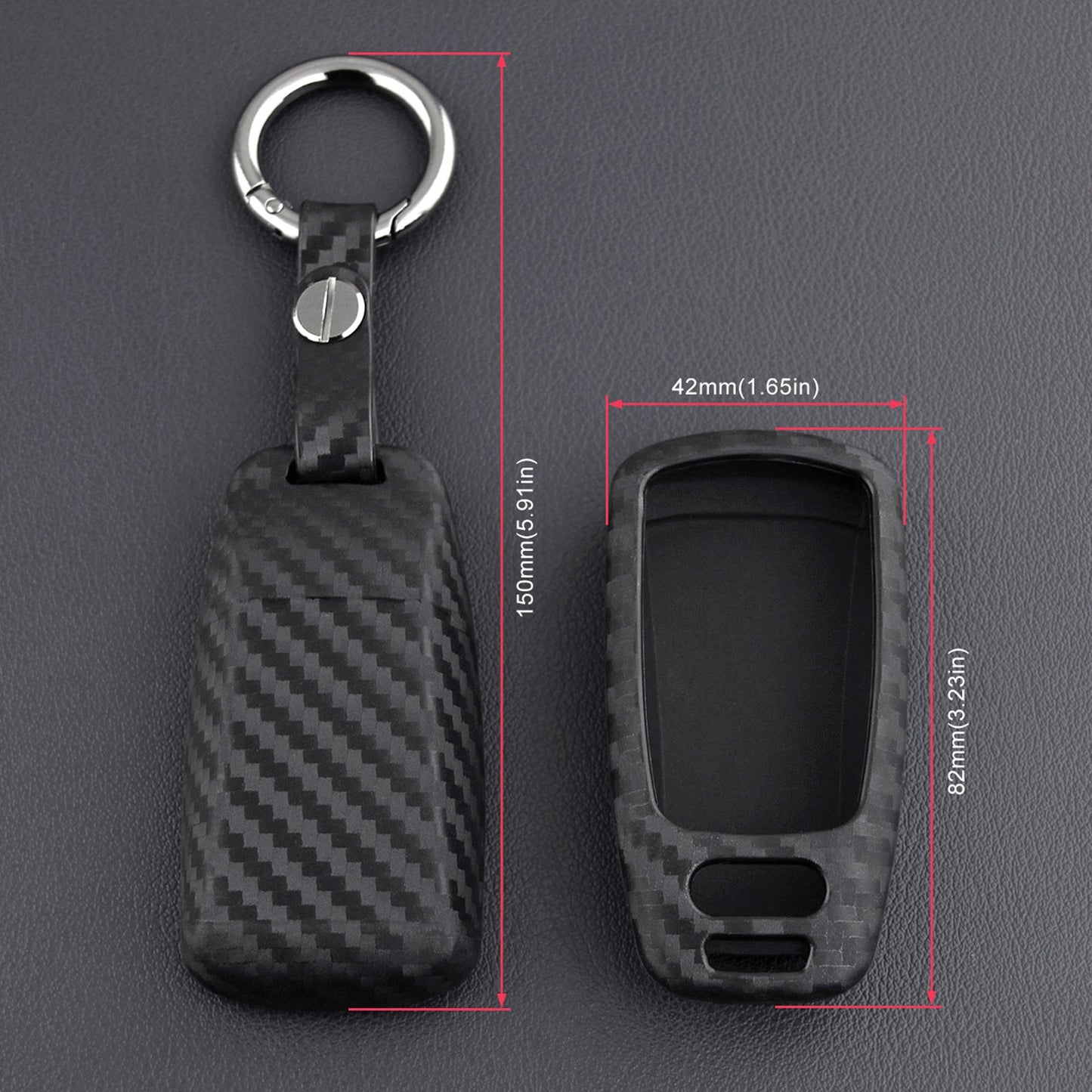 Leather Silicone Car Key Case Cover With Buckle For Audi