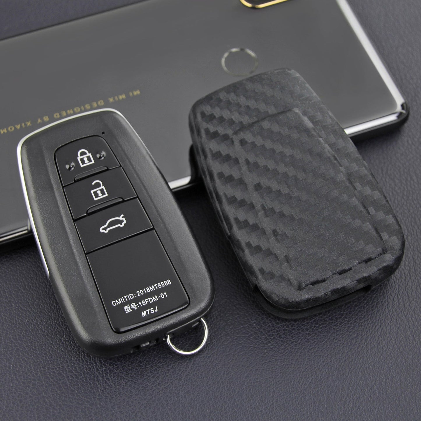 Leather Silicone Car Key Case Cover With Buckle For Toyota Camry