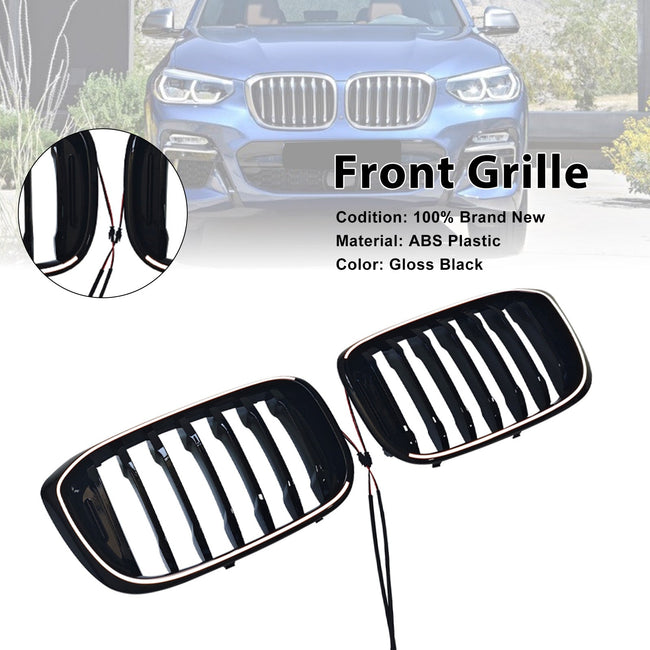 Gloss Black Front Kidney Grill Grille Fit BMW X4 G02 X3 G01 G08 2018-2021