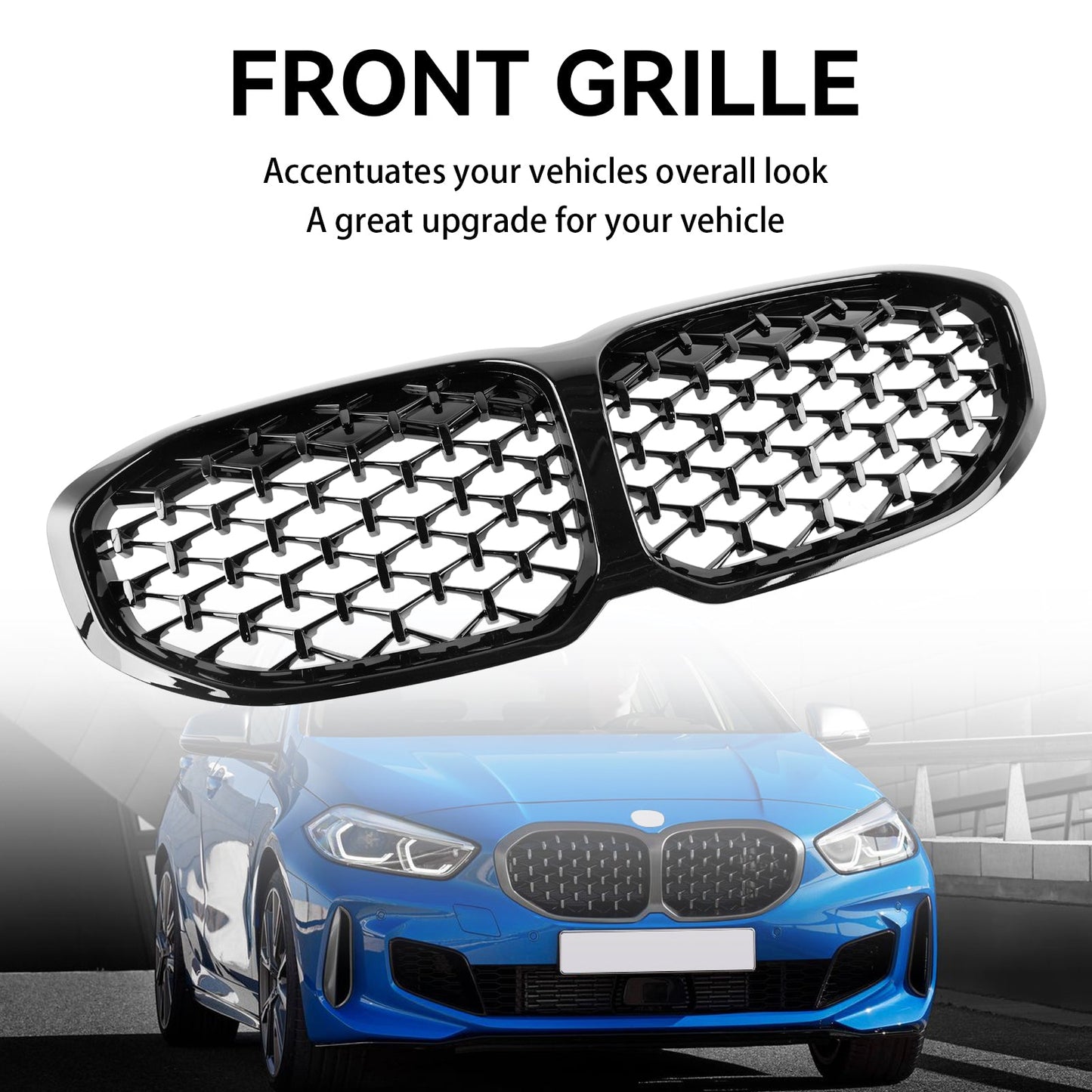 2019-2024 BMW 1 Series F40 Gloss Black Diamond Front Kidney Grill Grille