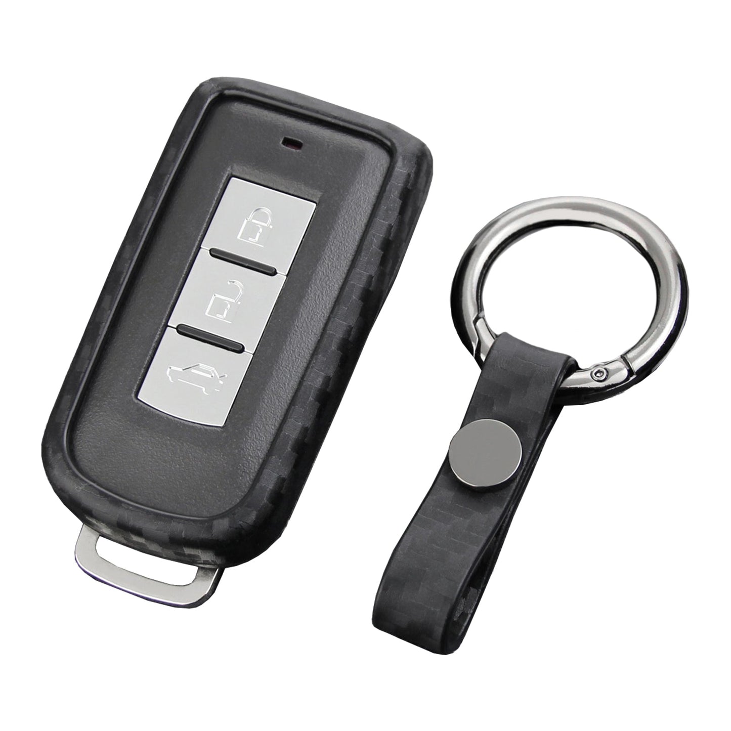 Leather Silicone Car Key Case Cover With Buckle For Mitsubishi