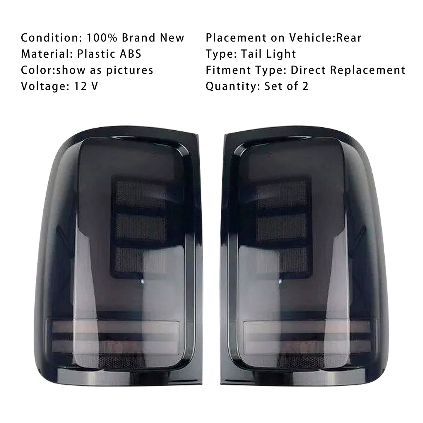 2008-2019 VW Amarok V6 Rear Right & Left LED Tail Light Lamp Pair Smoke