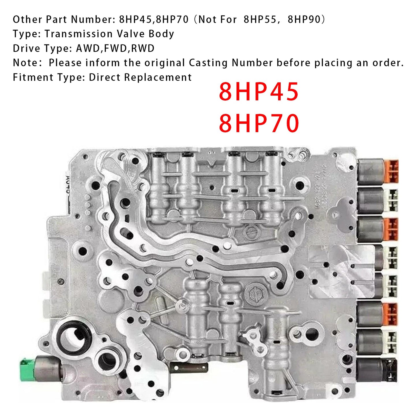 2012-up BMW 3 SER 8 RWD L4 1.6L 2.0L L6 3.0L Transmission Valve Body 8HP45 8HP70