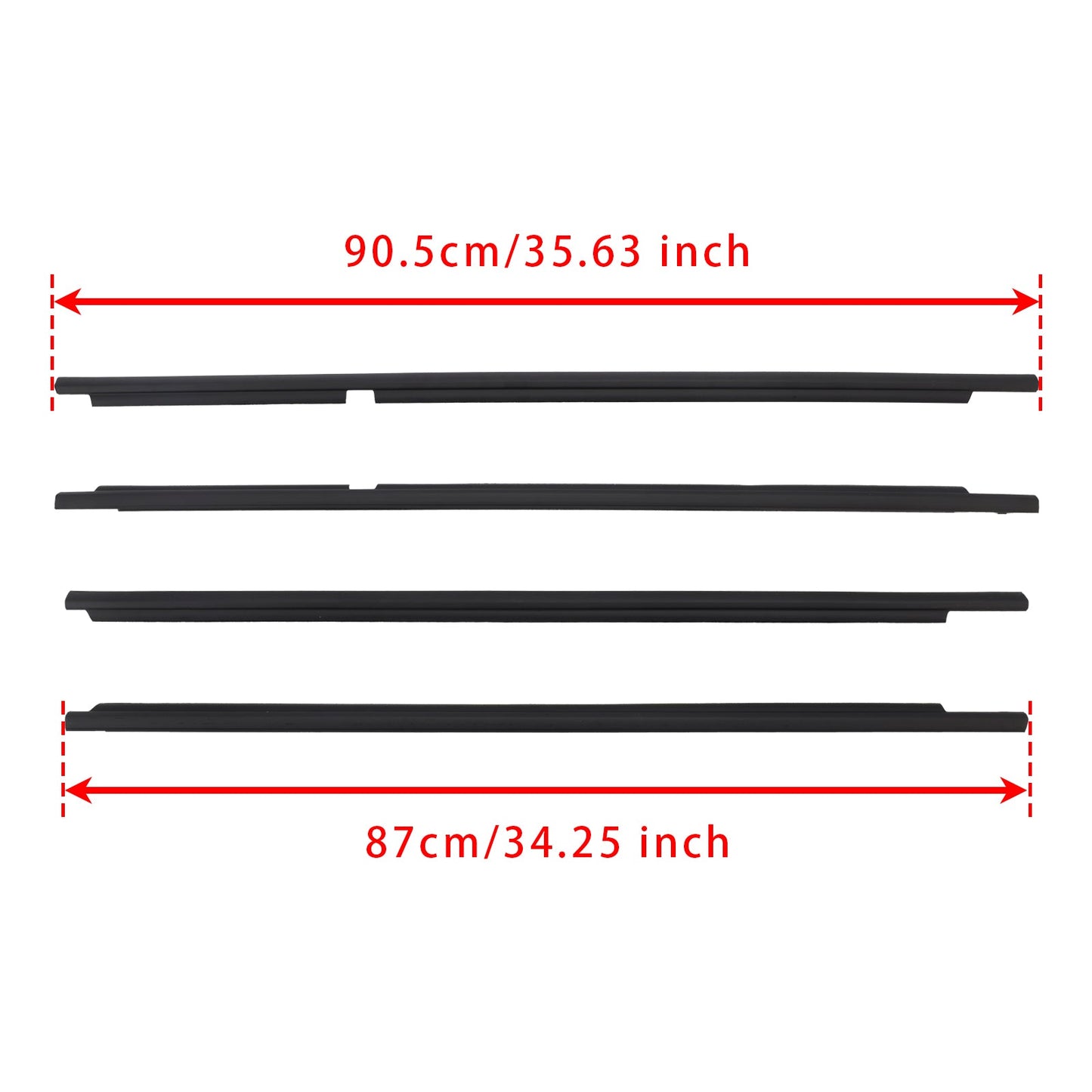 2008-2015 Toyota Land Cruiser LC 200 4PCS Door Glass Belt Outer Molding Weatherstrip