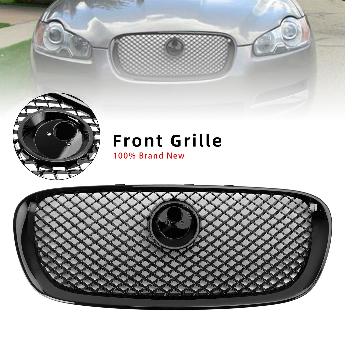 2008 2009 2010 2011 Jaguar XF Pre-Facelift XF-R Style Front Bumper Grill Grille Gloss Black