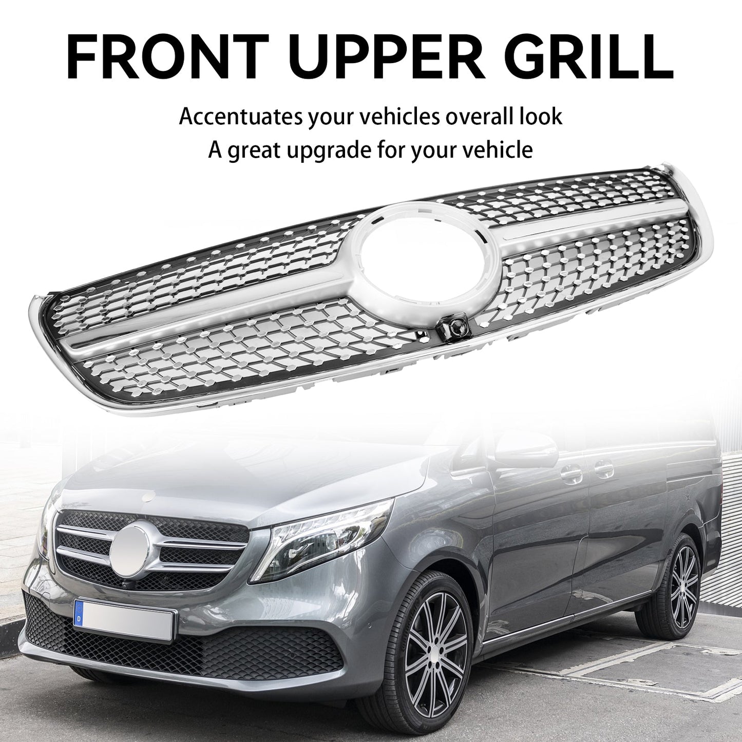 2014-2019 V Class W447 Benz Mercedes Grill Diamond Front Upper Grille Grill