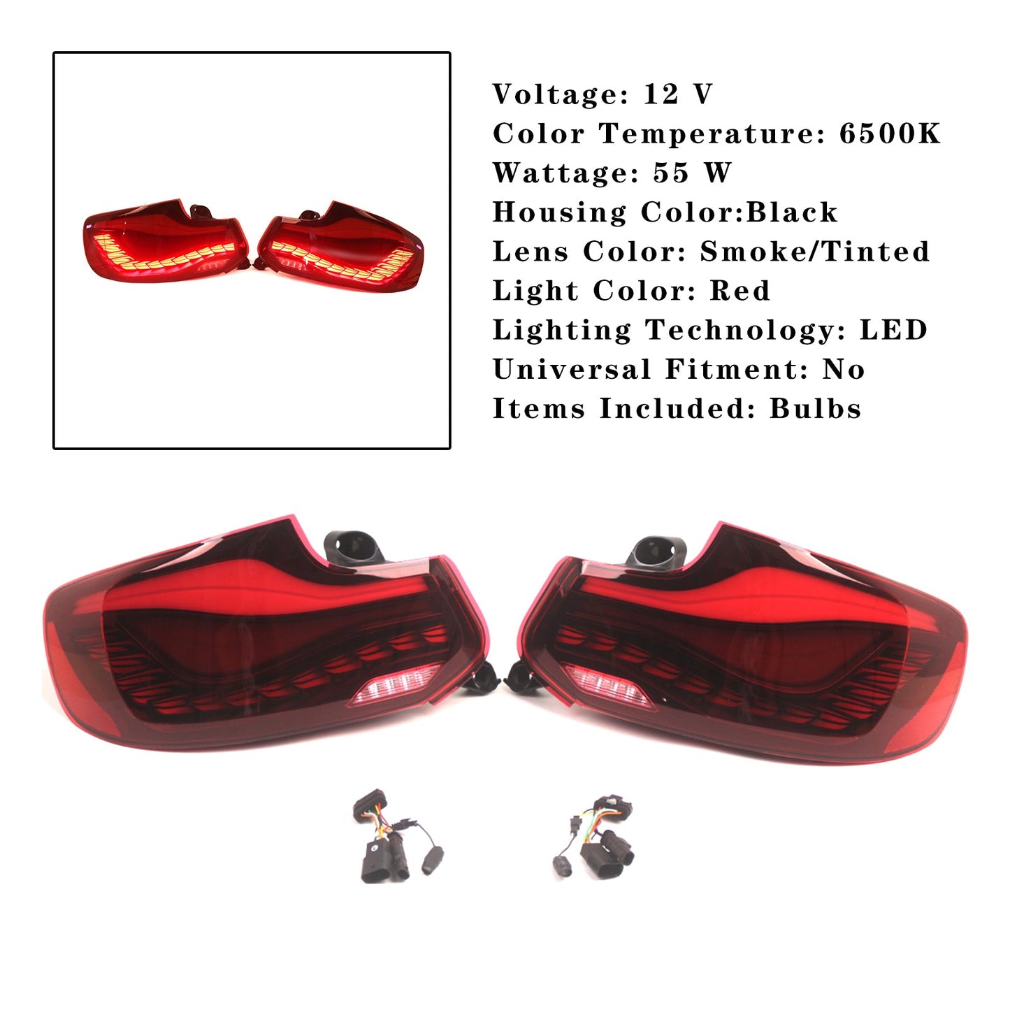 2014-2019 BMW 2 Series F22 F23 F87 228i, 230i L&R Red LED Tail Lights Rear Lamp Assembly 63219491591