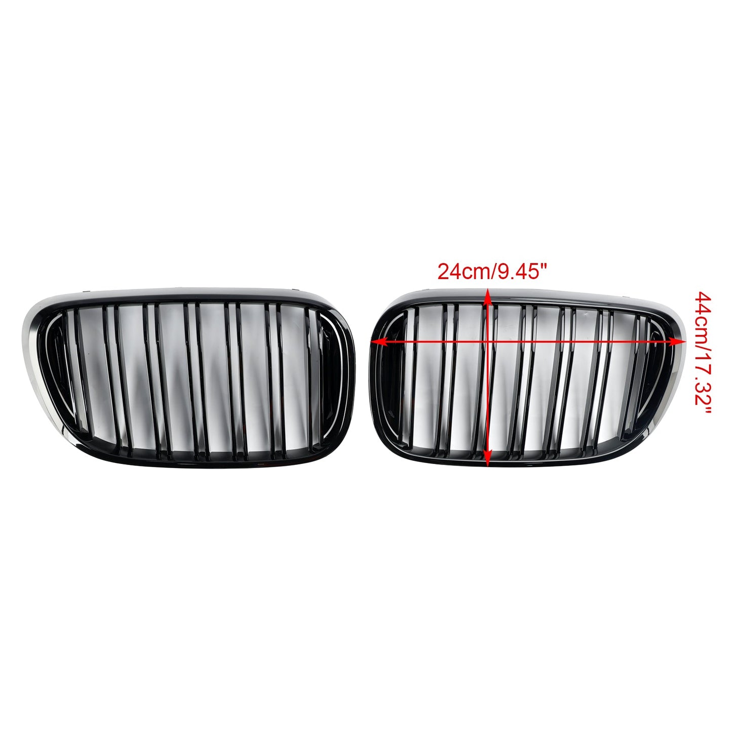 Black 2 Slat Front Kidney Grill Grille Fit For BMW 7 Series G11 G12 2016-18 Pre-LCI