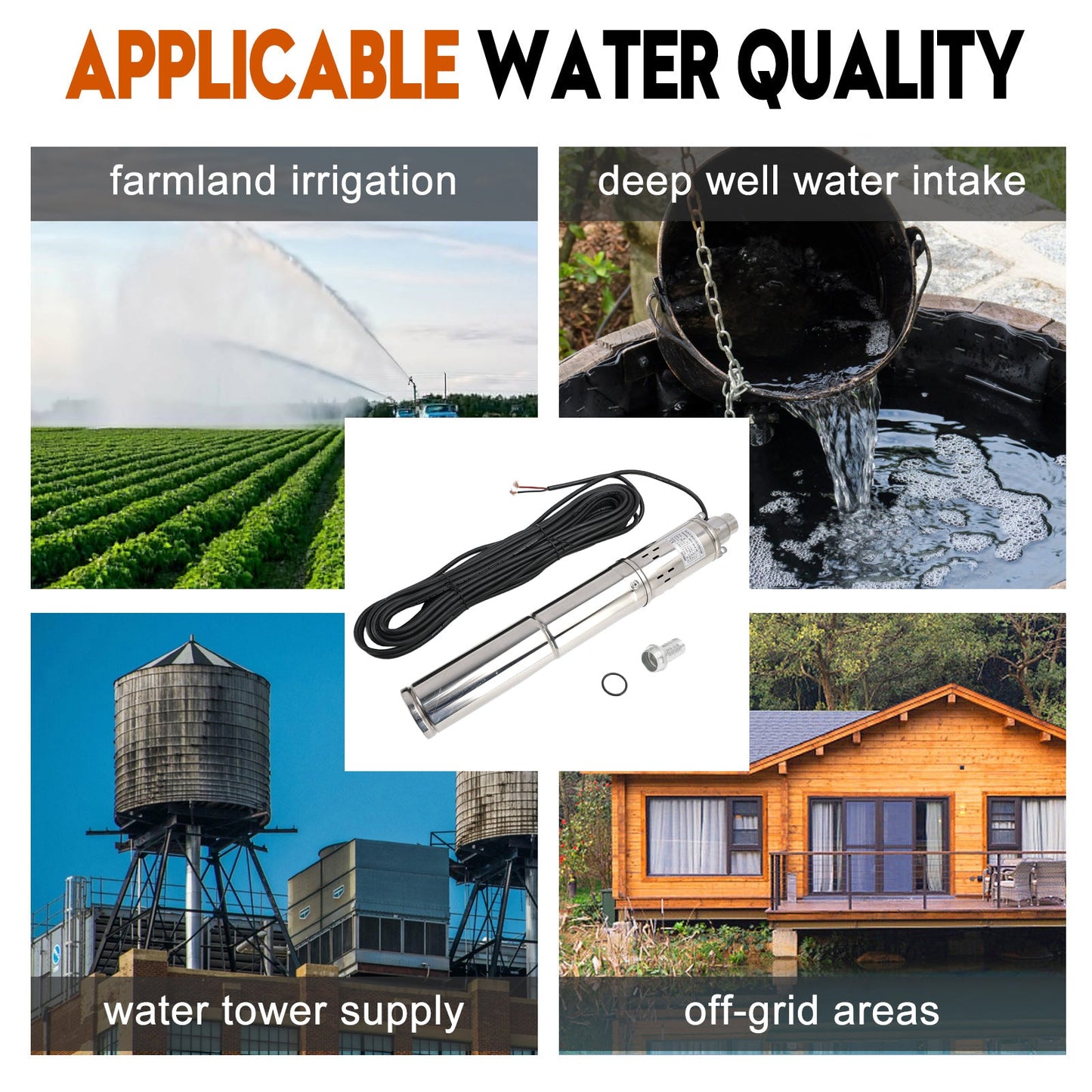 3" 12V 150W Deep Well Solar Submersible Bore Hole Water Pump Built-in MPPT