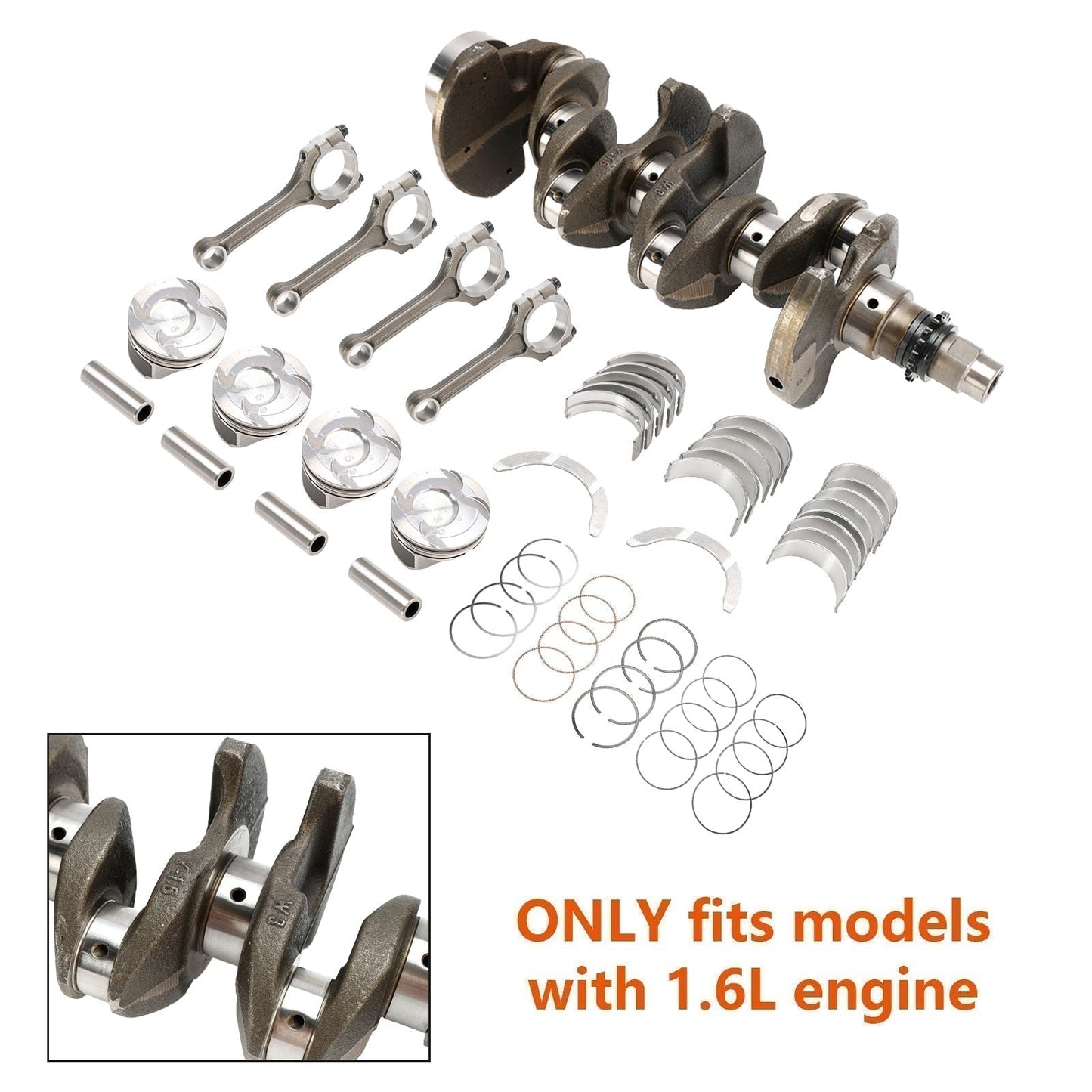 2016 Hyundai Veloster Tech Hatchback 3-Door Crankshaft & Connecting Rod Piston Kit 23041-2B600