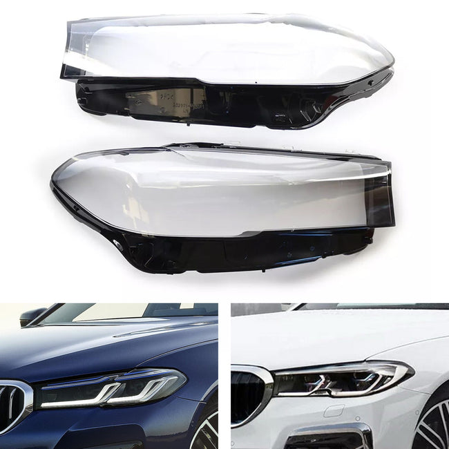 2PCS Headlight Headlamp Lens Cover Shell For BMW 5 SERIES G30 G38 2020-2022