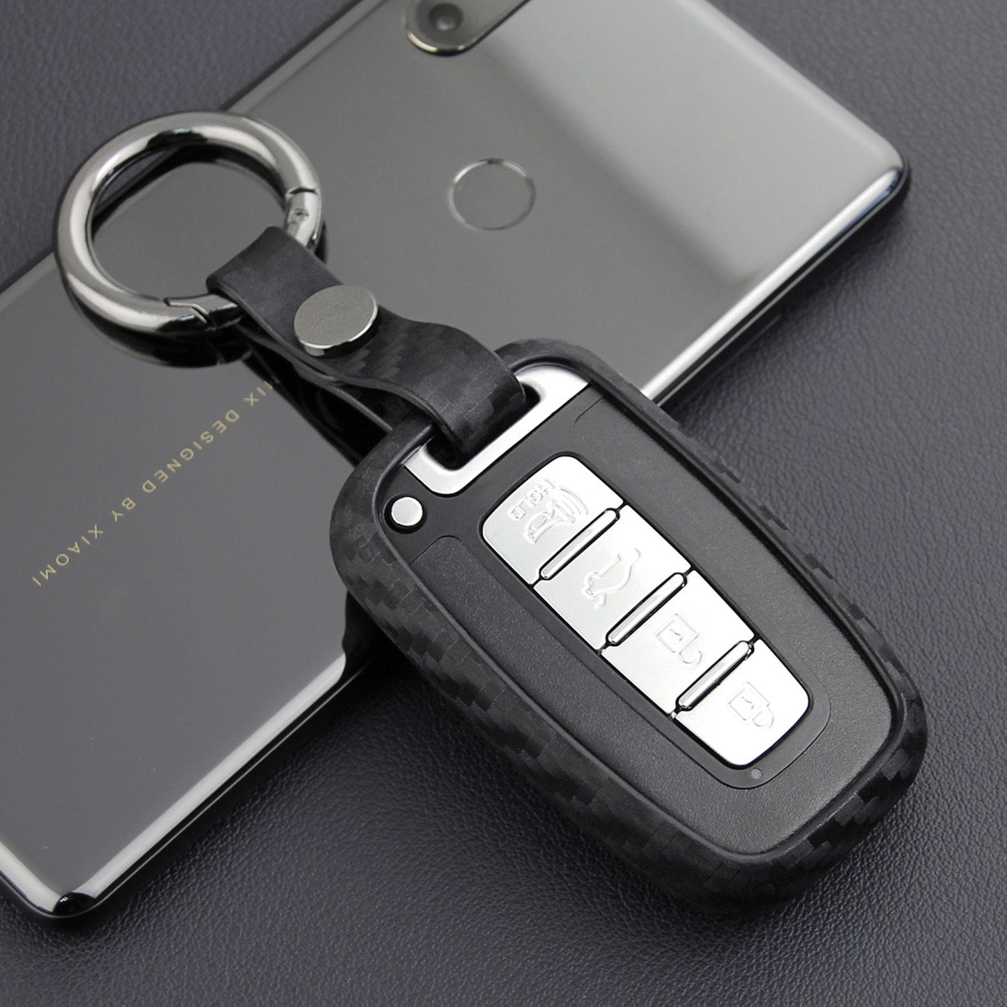 Leather Silicone Car Key Case Cover With Buckle For Hyundai Old Smart