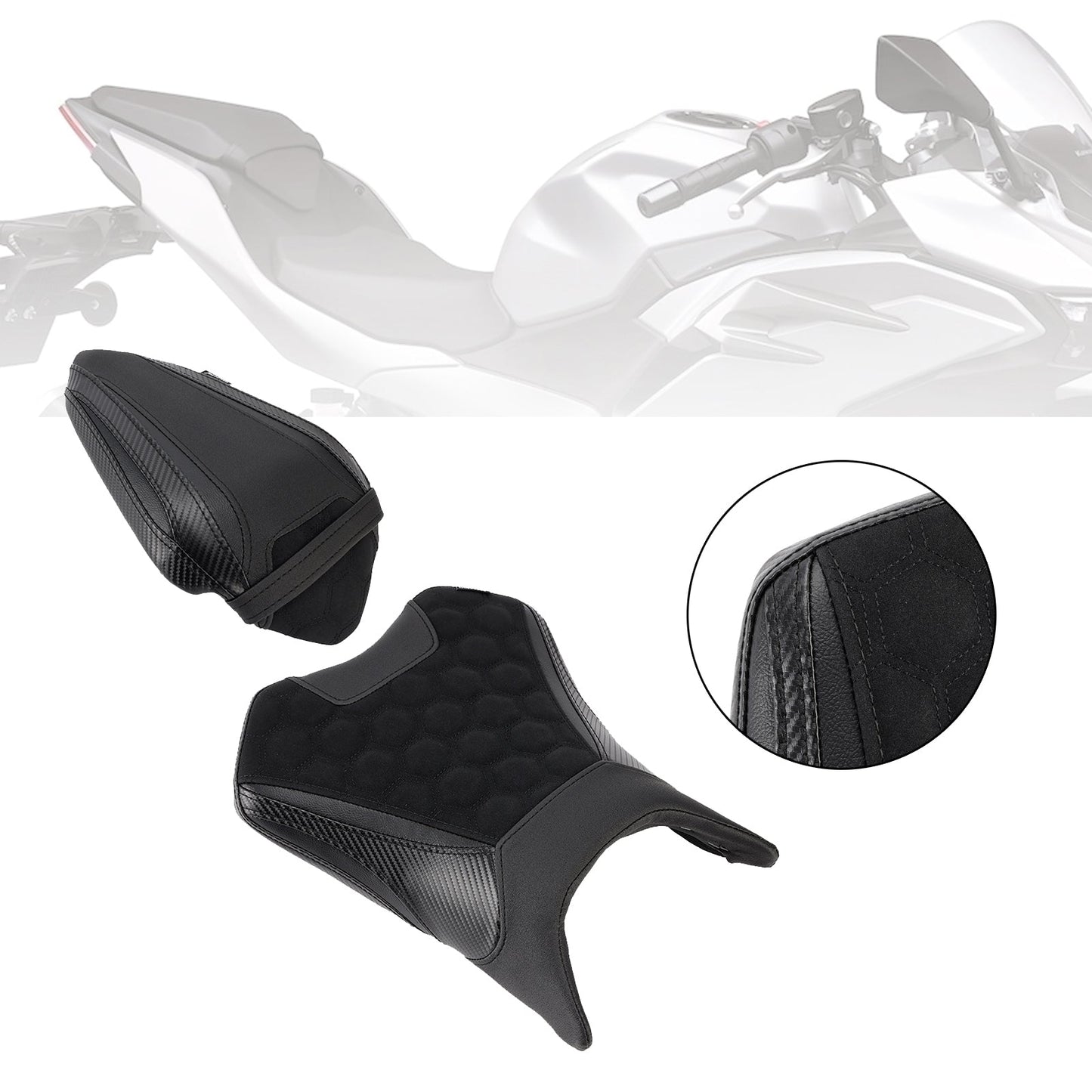 2024-2025 For Kawasaki Ninja 500 Z500 Driver&Passenger Seat Kit Rear Cushion Green