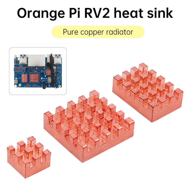 Radiator Orange Pi RV2 Development Board Pure Copper Heat Sink Adhesive Cooler