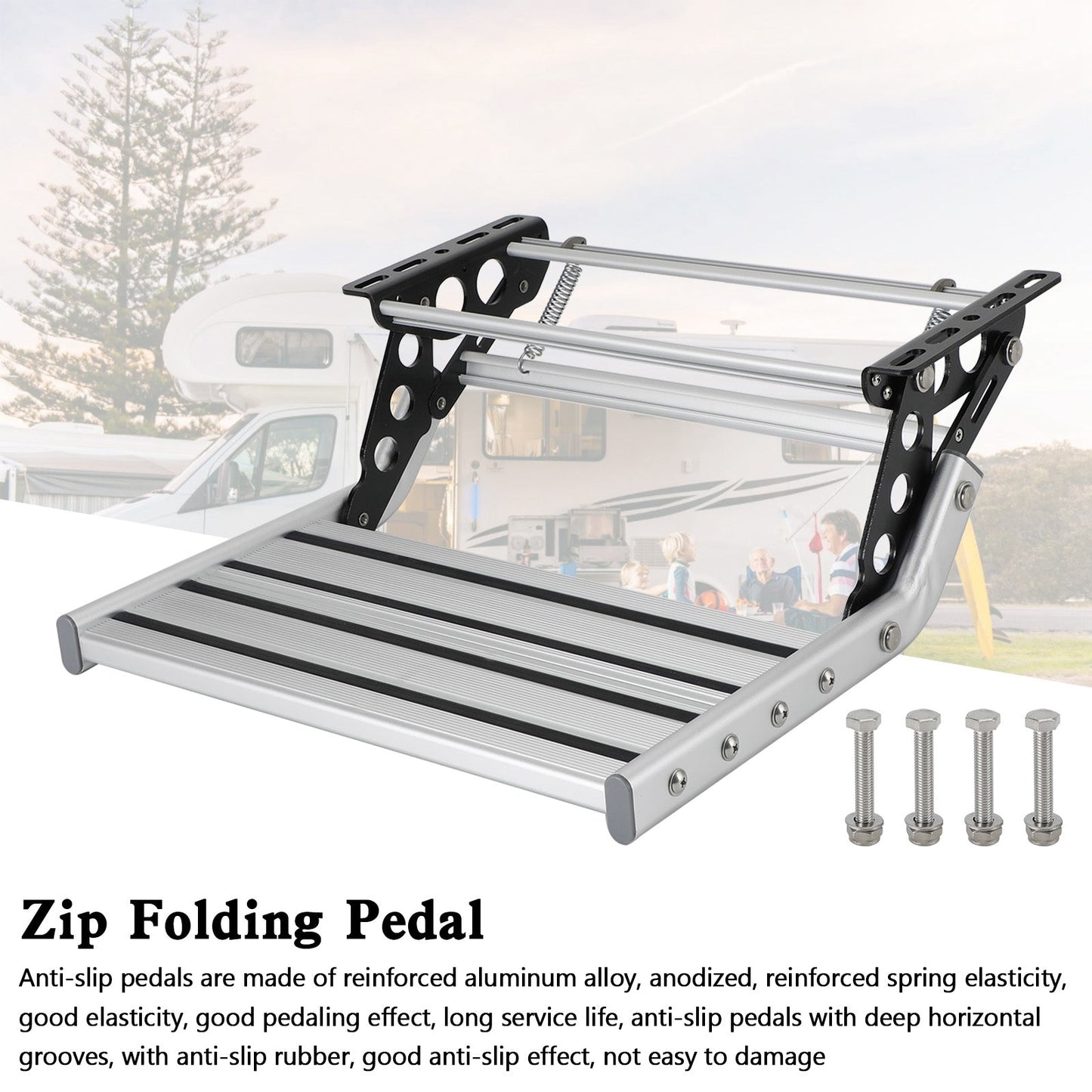 Folding Aluminum Caravan Step Manual Pull Out Drop Down Motorhome RV Campervan Caravan T