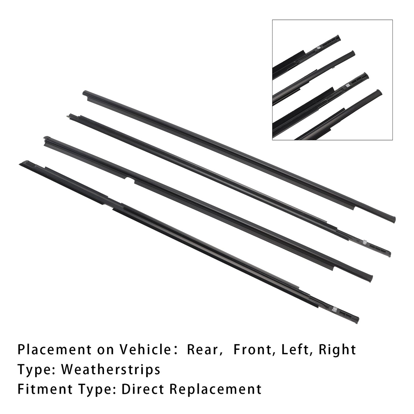 2006-2013 Toyota Yaris Hatchback 4PCS Door Glass Belt Outer Molding Weatherstrip
