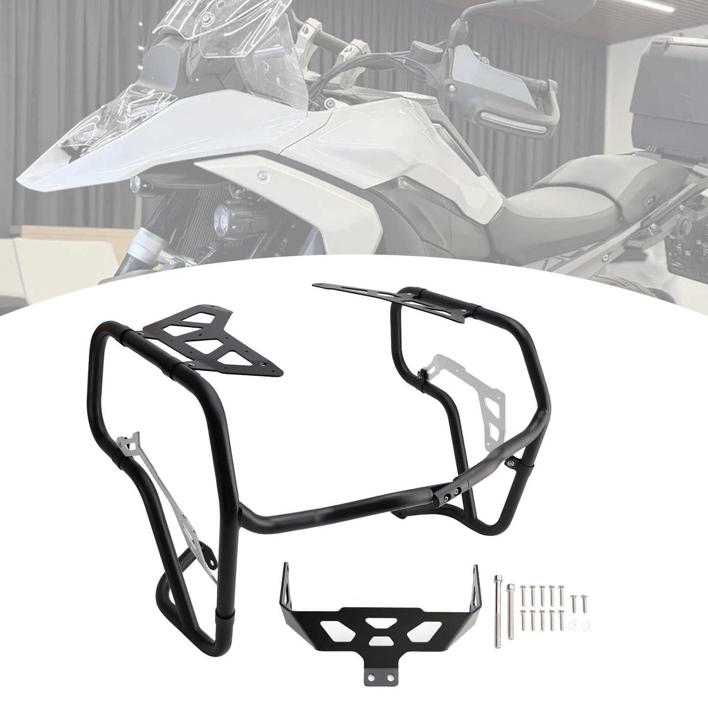 2024-2026 Fit Black For Bmw R1300Gs Crash Bar Lower Engine Guard Steel Frame Adv