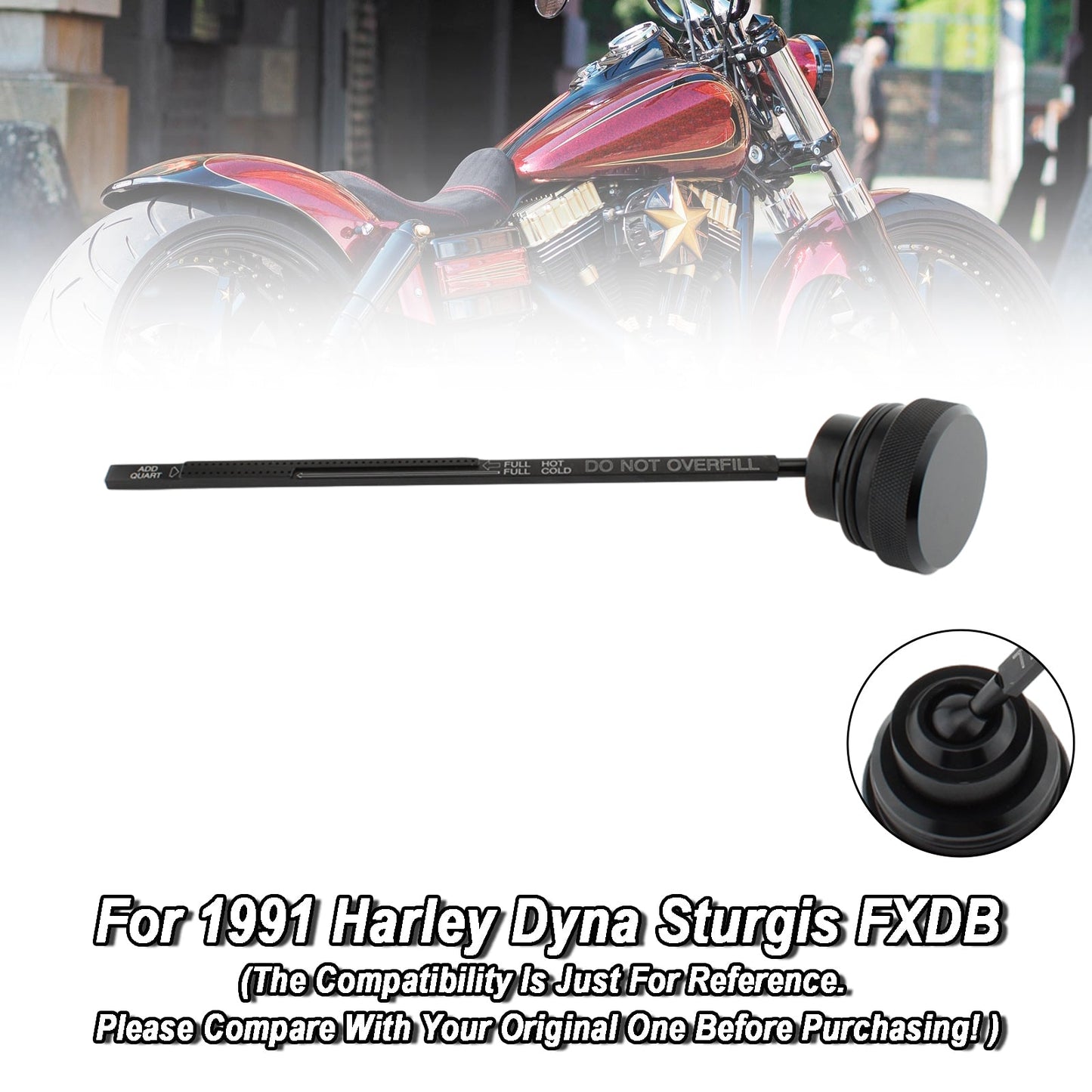 Oil Dipstick Tank Cap Plug Fit For Dyna Wide Glide FXDL 1991-1998 0710-0001