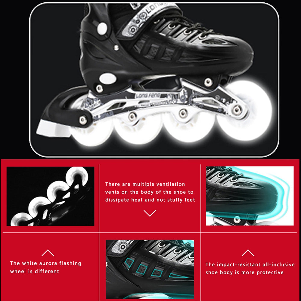 Adjustable Sizes Rollerblades Flashable Four rounds Inline Skates Blades Sport