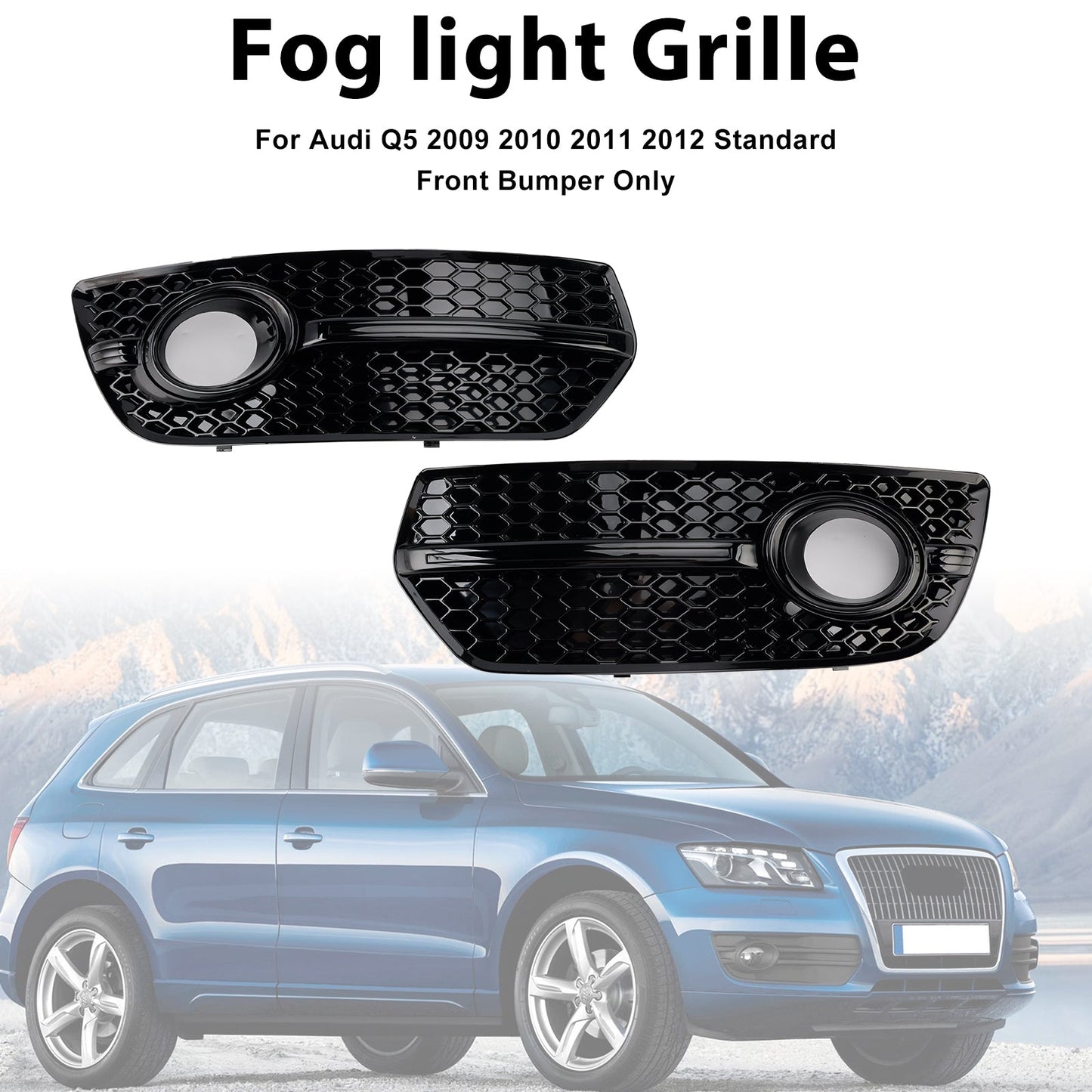 2009-2012 Audi Q5 2PCS Front Bumper Grill Fog Light Lamp Covers