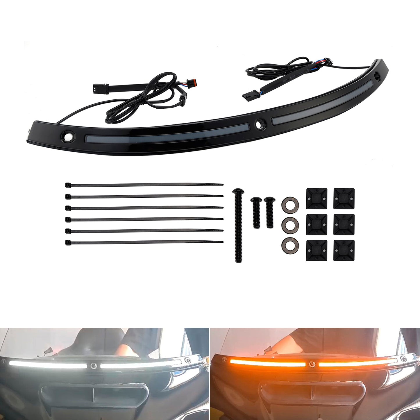 2014+Touring Electra Glide Street Glide Ultra Limited LED Running Turn Signal Light Windshield Trim