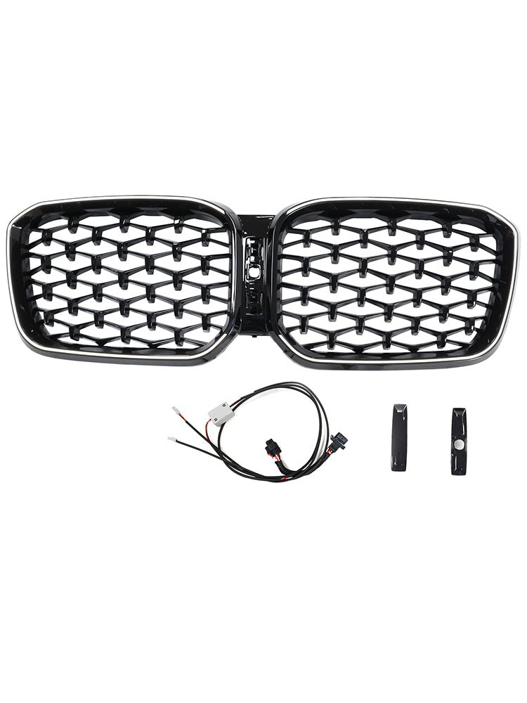 2022-2025 BMW X3 G01 X4 G02 Diamond Glossy Black Front Bumper Kidney Grille