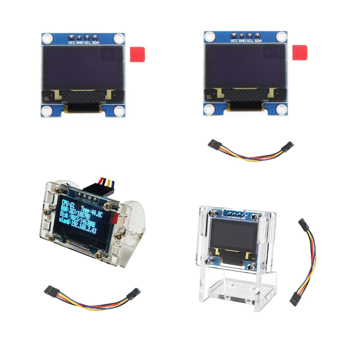 Raspberry Pi 4B 0.96-inch OLED Display Module IP Hard Disk Information Display