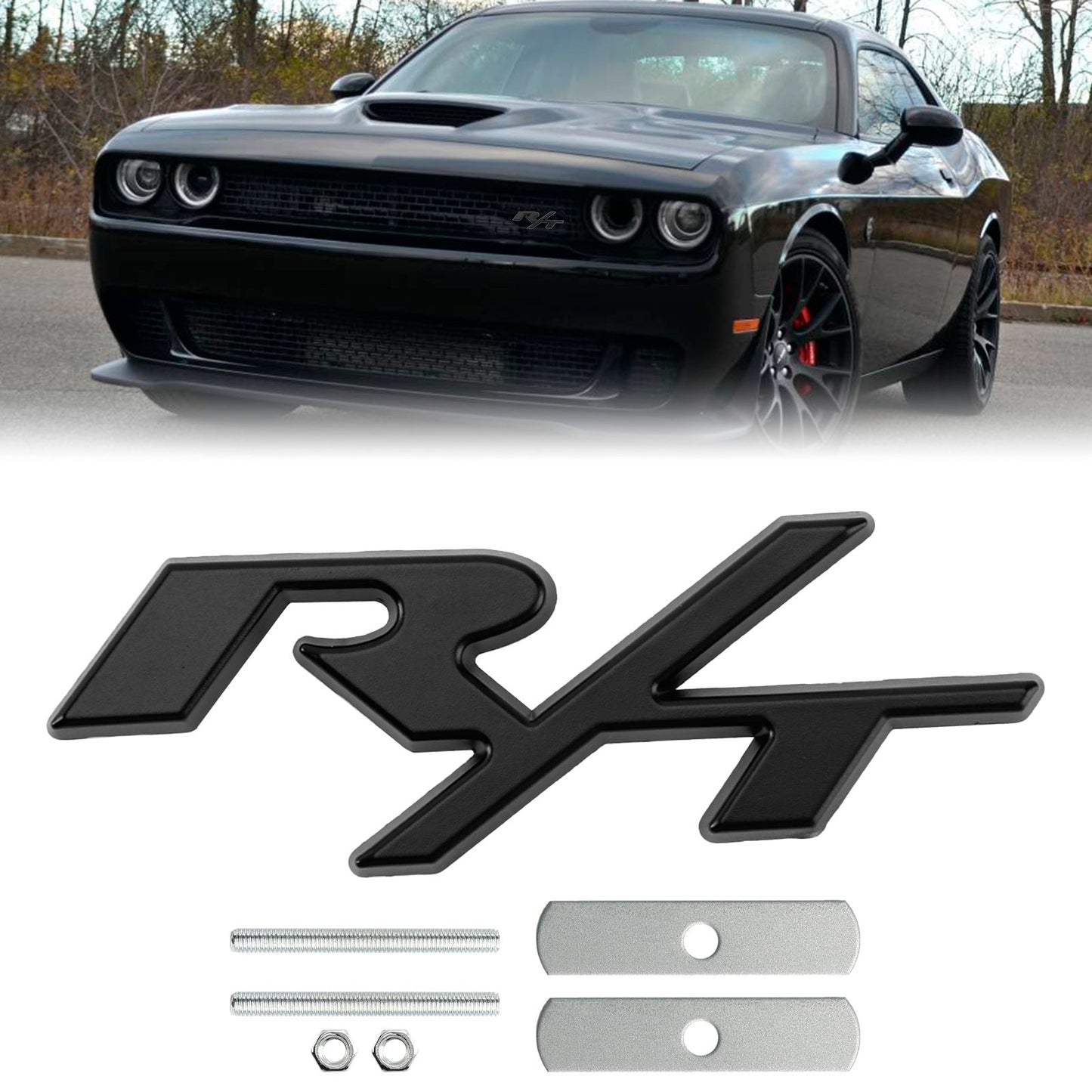R/T Front Grille Emblem Decal Badge for Dodge Charger Challenger Black