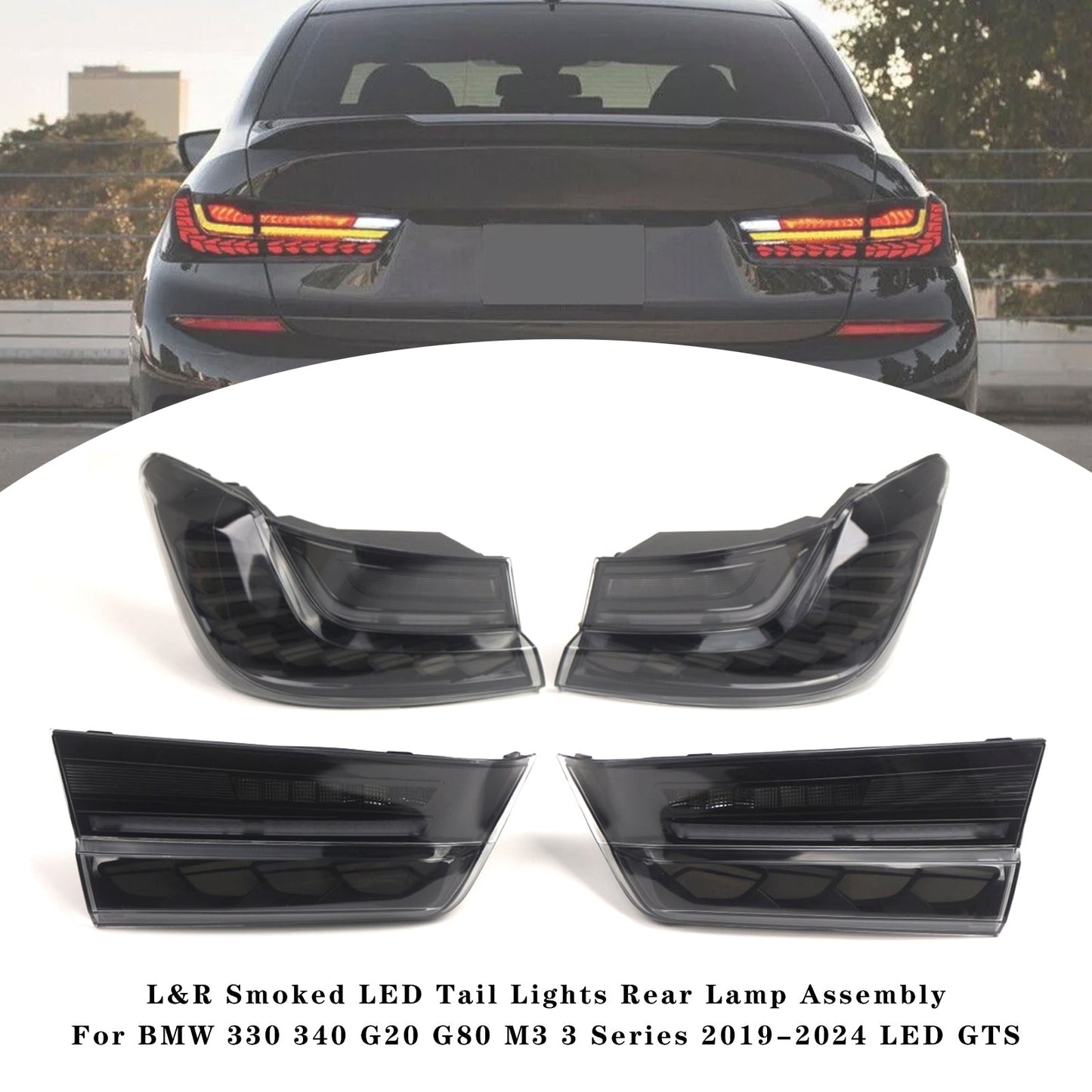 2019-2024 BMW 3 Series G20 G28 G80 M3 L&R Smoked LED Tail Lights Rear Lamp Assembly