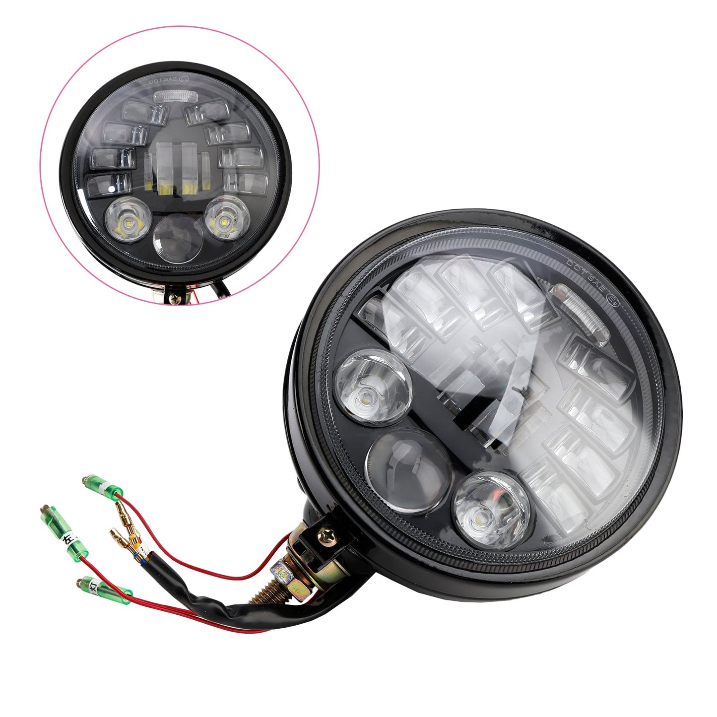 5.75" Headlight Spotlight Universal Multifunctional Black #82 For Motorcycle