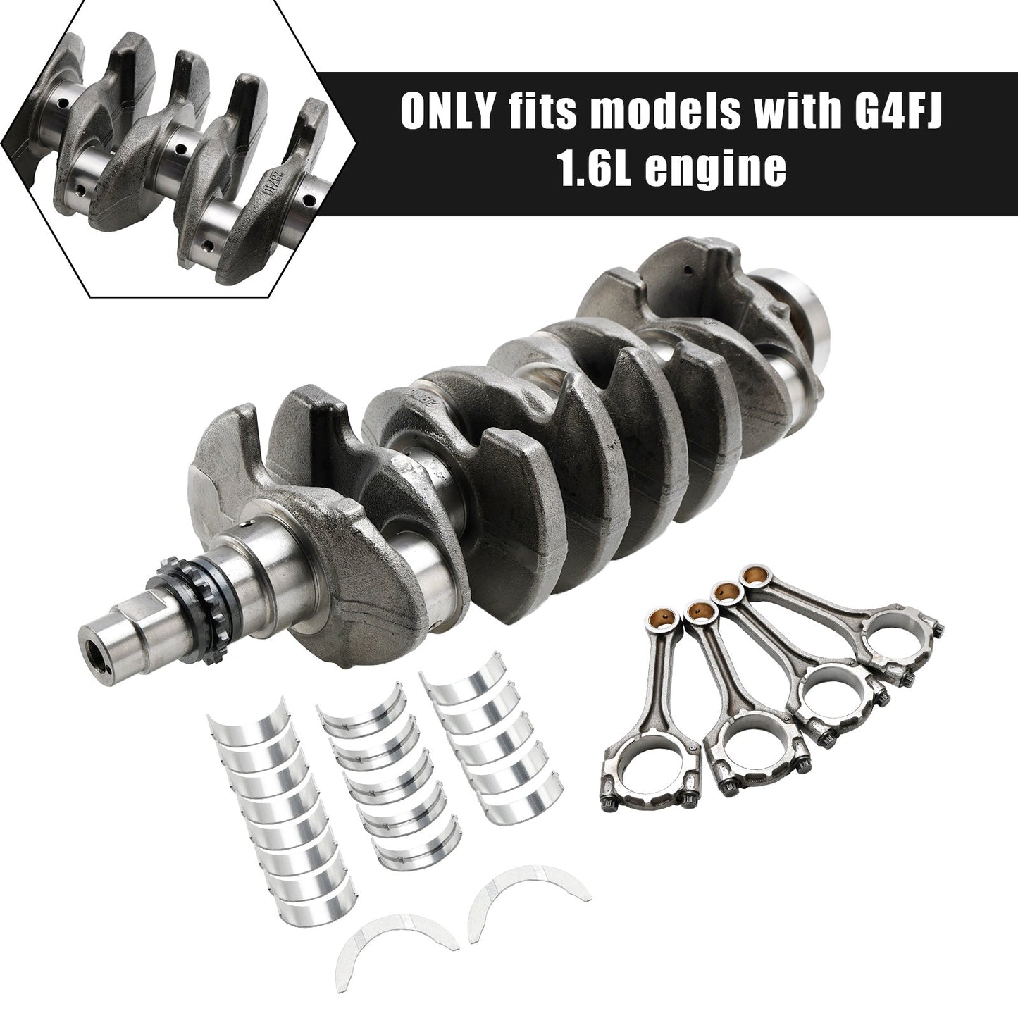 2019–2022 Kia Seltos (SP2) G4FJ 1.6L Crankshaft & Connecting Rods & Bearings 23510-2B700