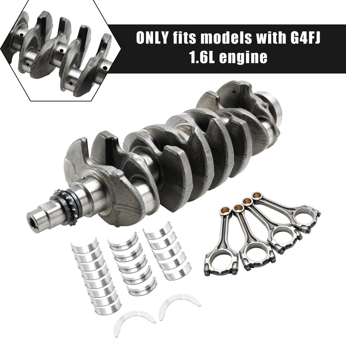 2015–2019 Kia KX3 (KC) G4FJ 1.6L Crankshaft & Connecting Rods & Bearings 23510-2B700