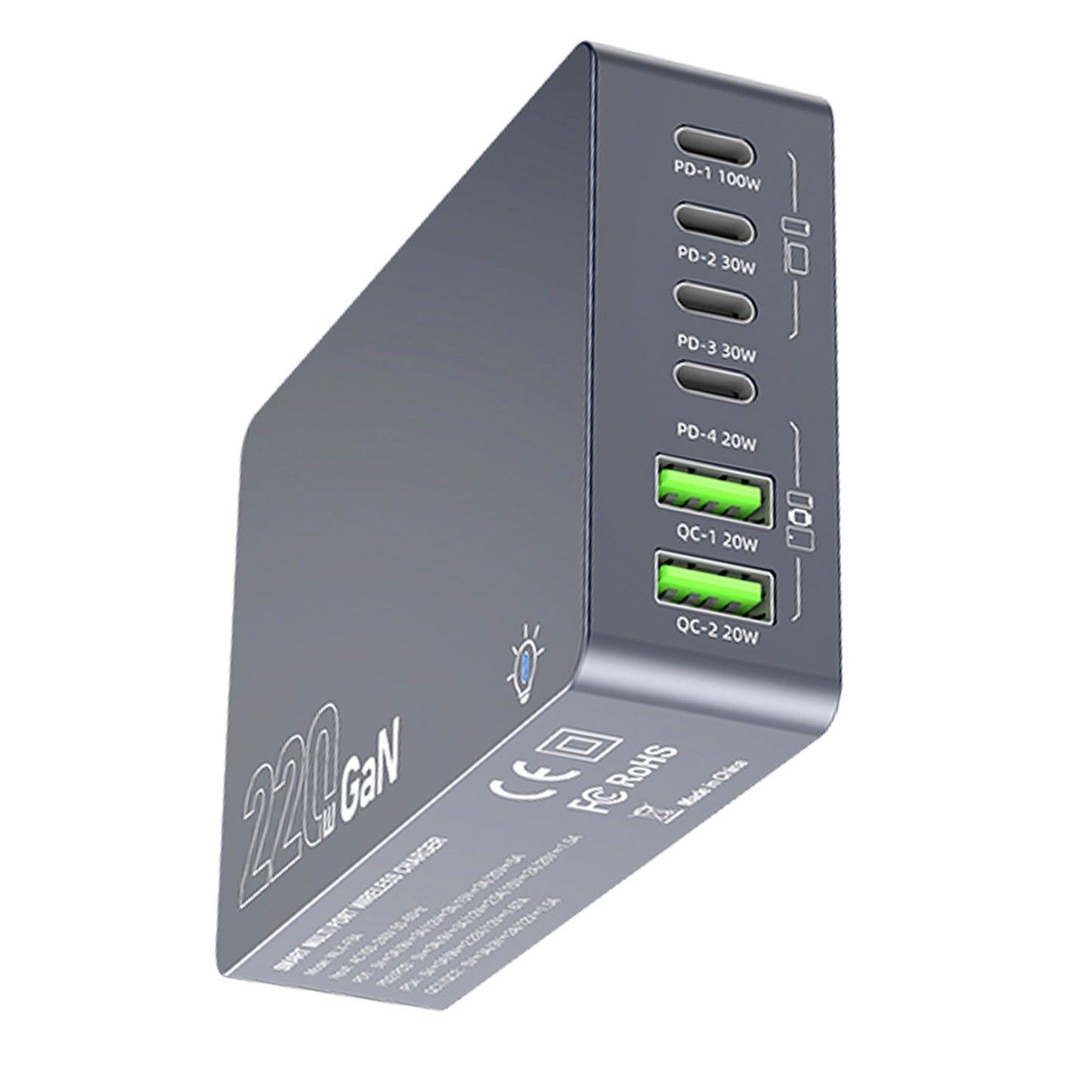 F8A Charging Station USB 6-Port Fast Charger PD100W Charging Stand Smart Charger