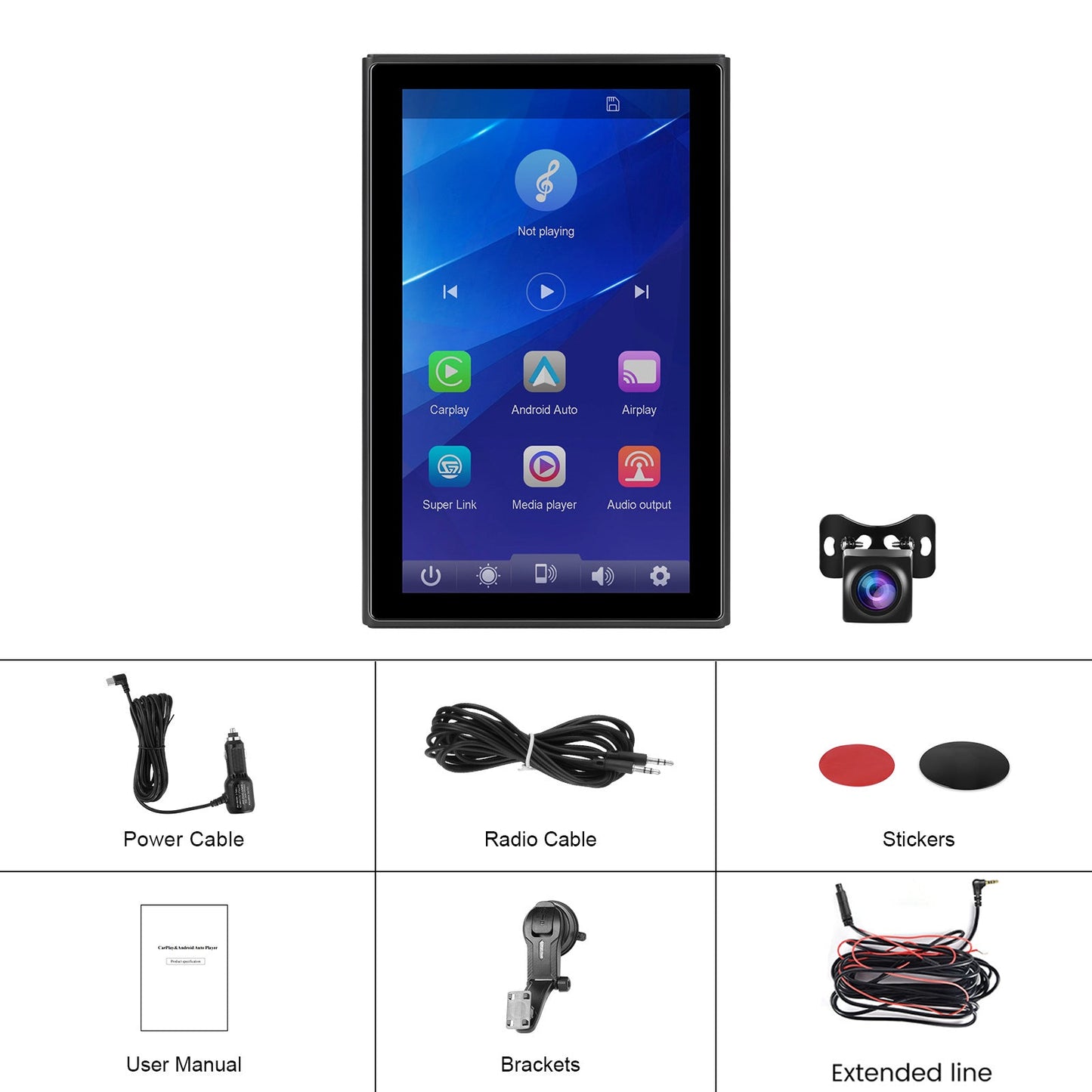 7-inch Full Touch Screen Apple CarPlay Android Auto Switching Display AHD Camera