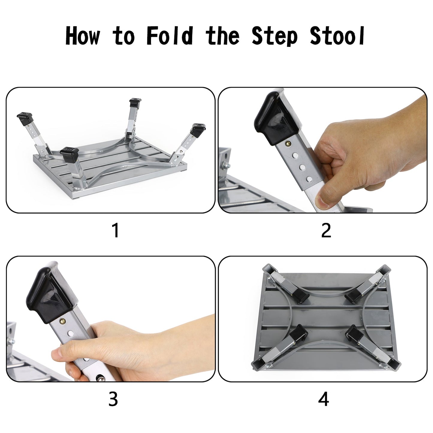 Folding Aluminum Platform Step For RV Trailer Camper Working Ladder Portable