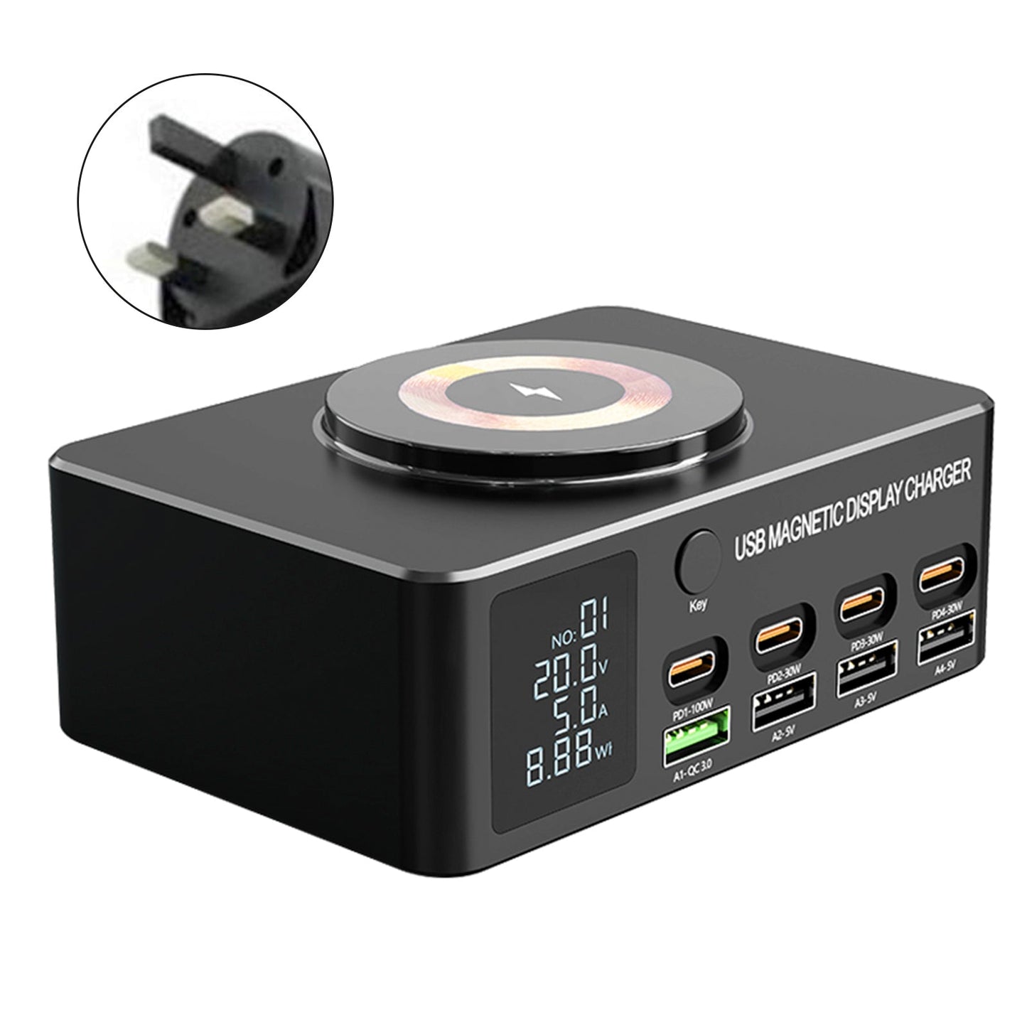 140W Fast Charging Charger Intelligent PD100W Notebook Multi-Port USB Charger UK