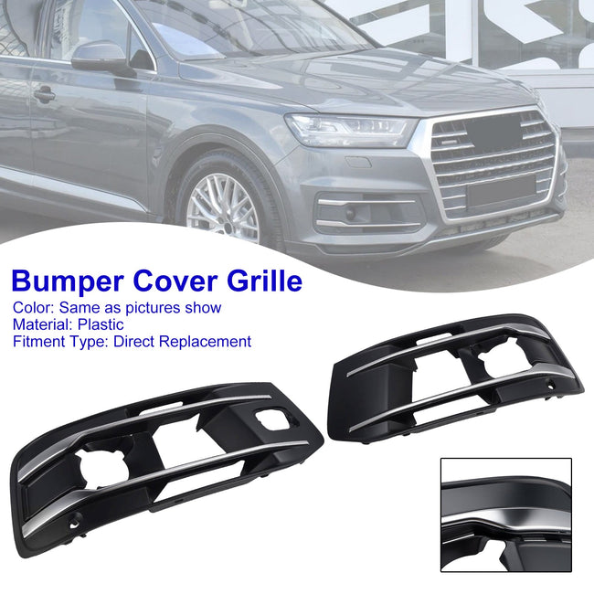 2016-2019 Fit Audi Q7 2PCS Front Bumper Fog Light Grille Cover 4M0807682AA4W3
