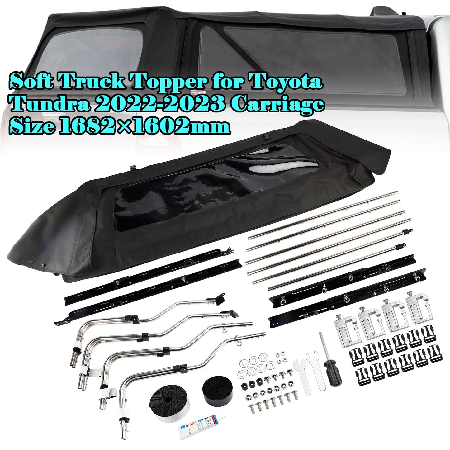 2022-2023 Toyota Tundra Carriage Soft Truck Topper Size 1682×1602mm