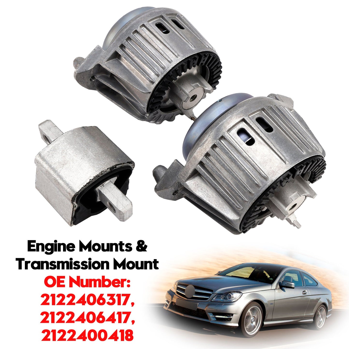 2011-2015 Mercedes-Benz C-Class C204 3x Engine Mounts & Transmission Mount 2122406417 2122400418