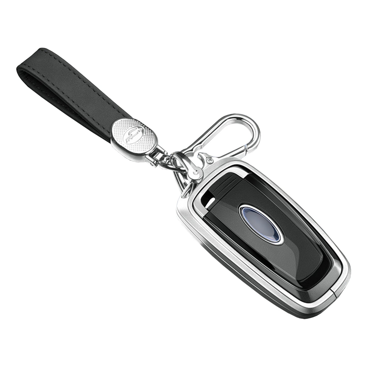 Aluminum Alloy TPU Silvery Car Key Case Cover With Buckle For Ford