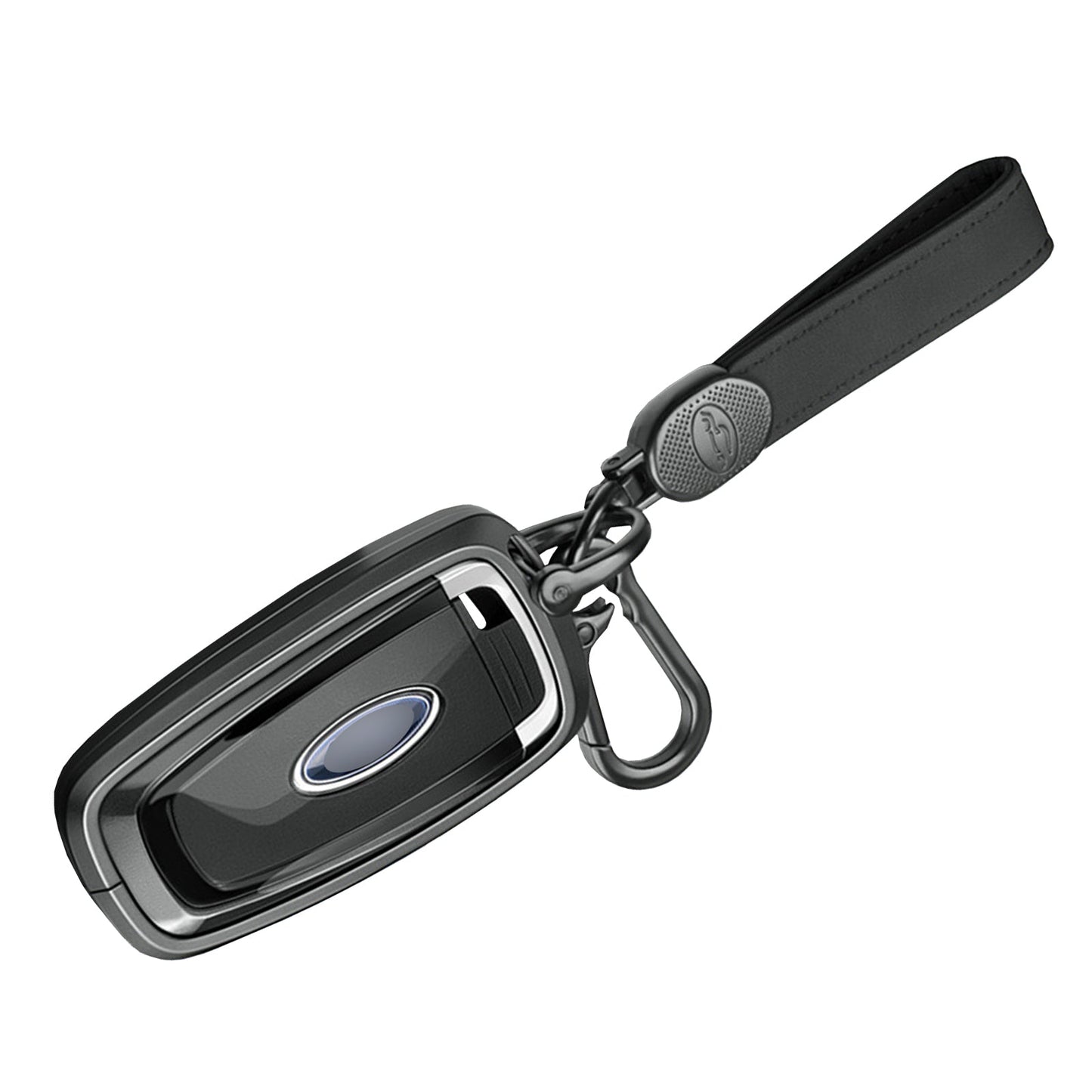 Aluminum Alloy TPU Black Car Key Case Cover With Buckle For Ford