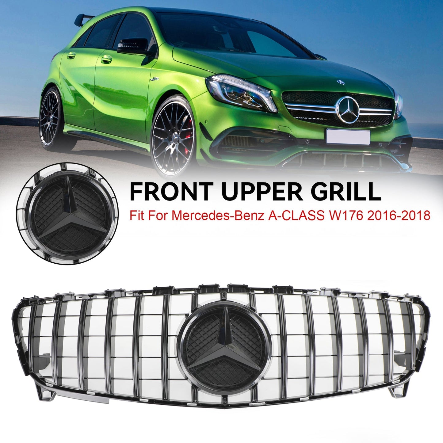 A CLASS W176 2016-2018 MERCEDES BENZ GTR Style Front Bumper Grille Grill