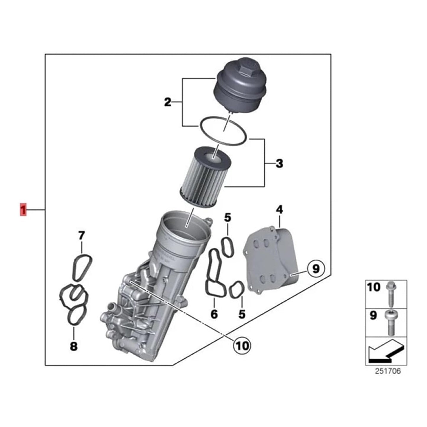 2010/07-2015/02 BMW 1 Series Left Hand Drive F20 Engine Oil Cooler Filter Housing 11417600468