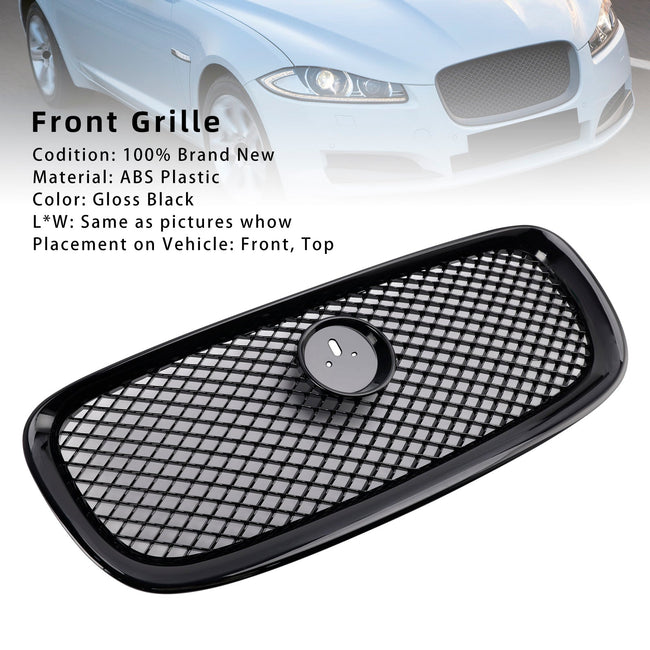 XF-R Style Front Bumper Grill Grille Fit Jaguar XF 2012-2015 Gloss Black