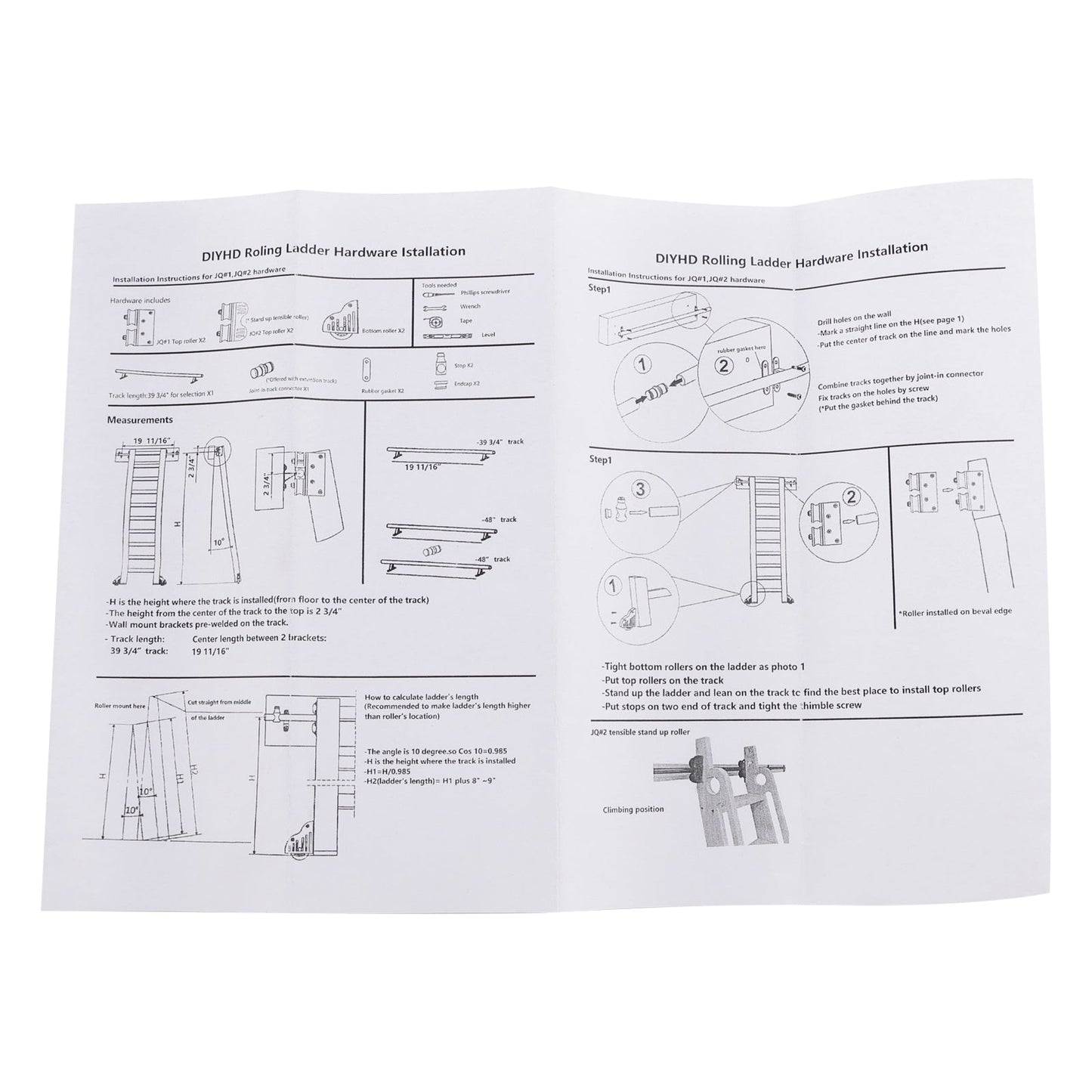 6.6FT Round Tube Rolling Library Sliding Ladder Hardware Kit with Brake