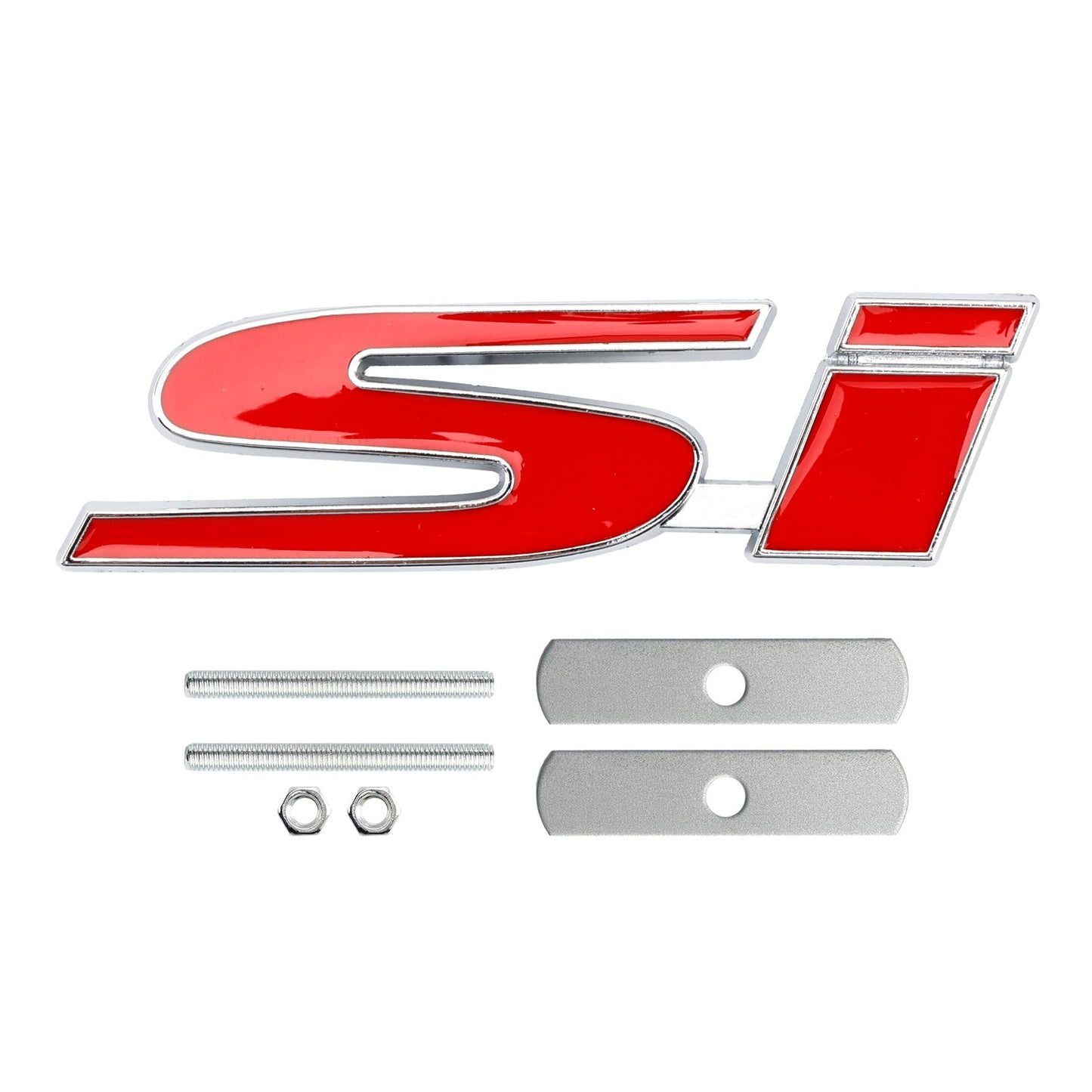 Si Front Grille Emblem Decal Badge for Honda red-silver