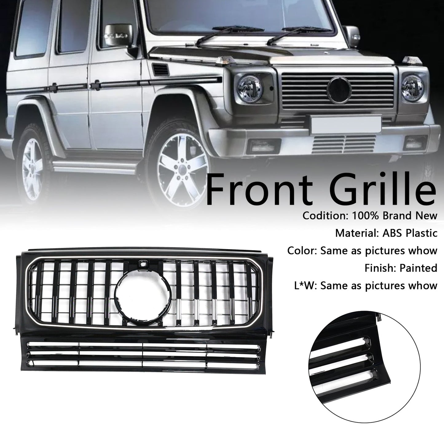 1990-2018 Mercedes Benz G-Class W463 With Camera Hole Gloss Black Front Bumper Grill Grille