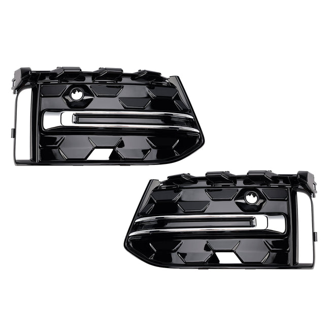 2023+ Audi A6 C8PA S-Line S6 2PCS Front Bumper Fog Light Grille Trim Black Chrome
