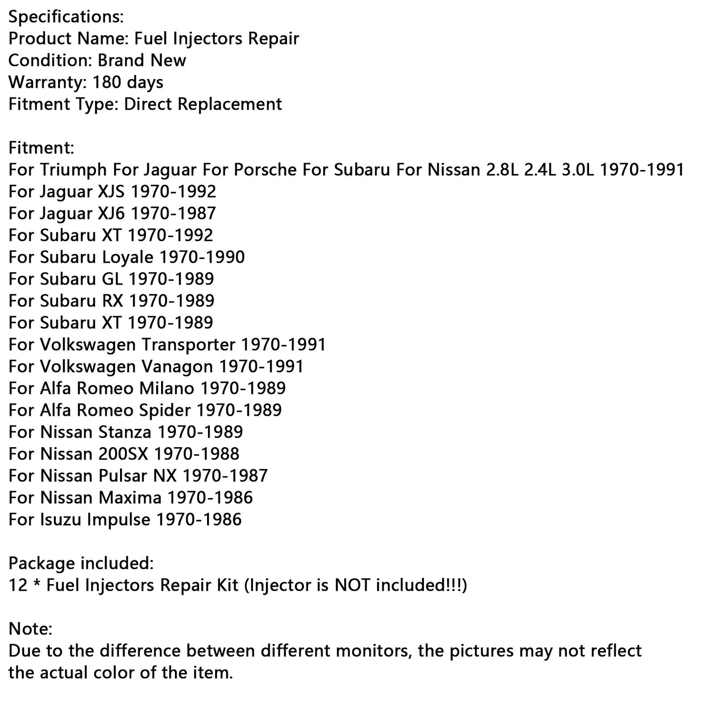 1970-1990 Subaru Loyale 12PCS Fuel Injector Repair Kit